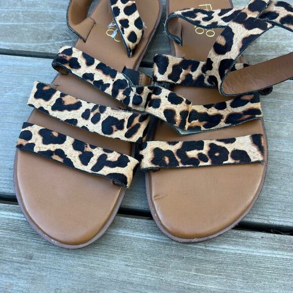 Franco Sarto Kyson Calf Hair Cheetah Strappy Ankle Sandals 7.5M - Picture 4 of 7